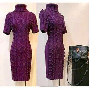 💋BOHO CHIC💋Vintage 90s Cable & Popcorn Knit Sweater Dress